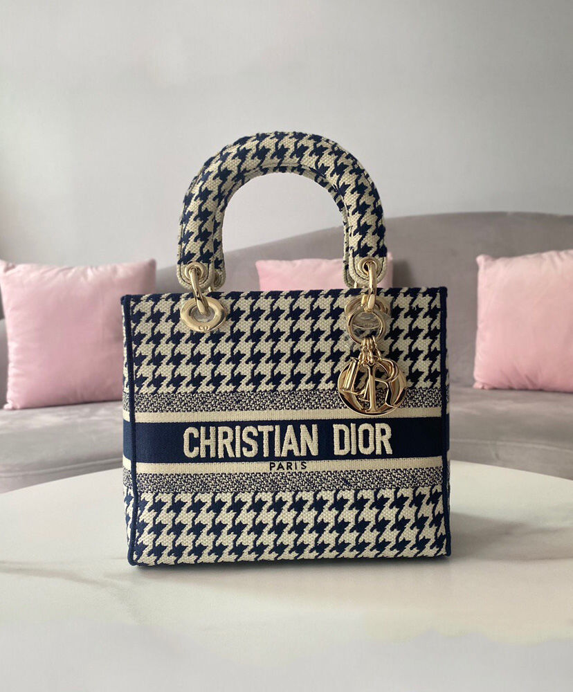 Christian Dior Medium Lady D Lite Canvas Bag Black